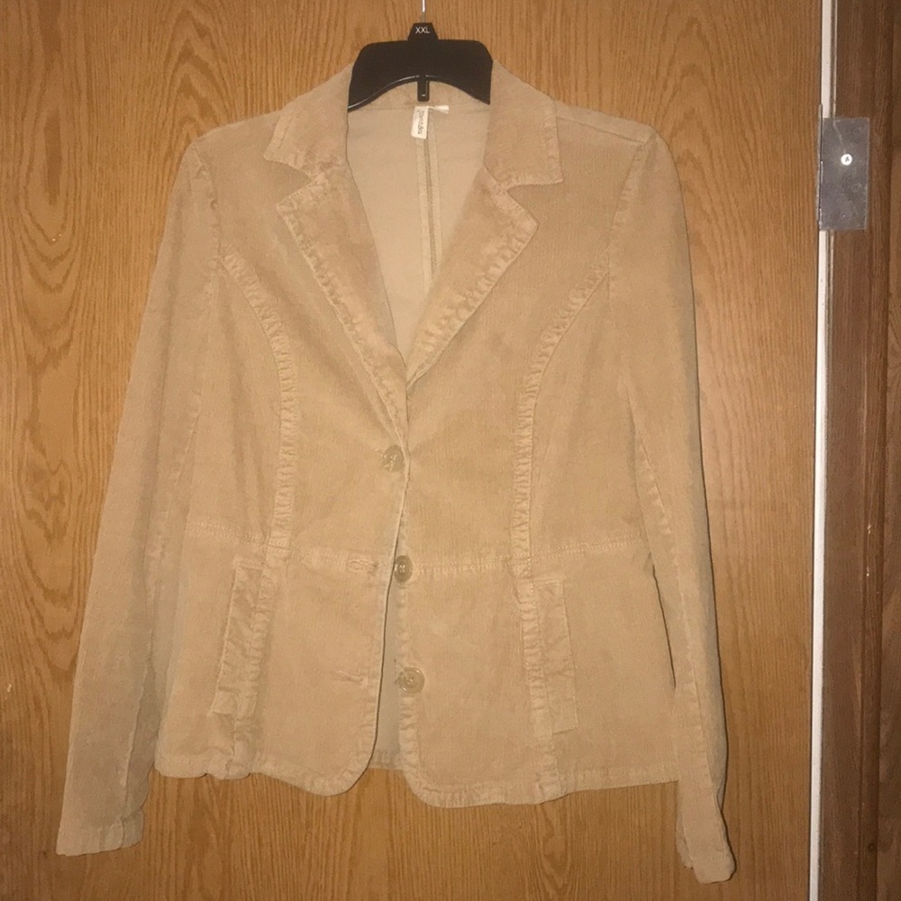 St Johns Bay Khaki Corduroy Jacket Sz M